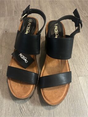 Mossimo Supply Co. Black Two-Strap Ankle Buckle Women's Sandals